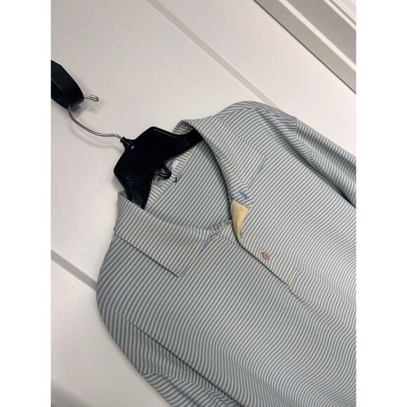 Peter Millar Summer Comfort Striped Short Sleeve Polo Shirt Golf Blue Yellow XL - Picture 2 of 10